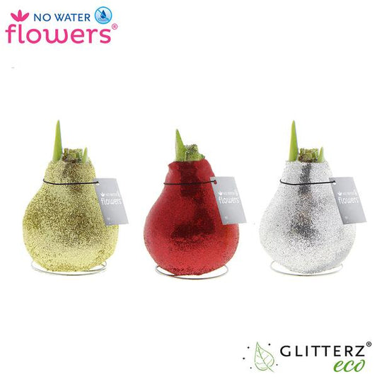 No Water Flowers Glitterz Gold / Rot / Silber – 3 Stücke – Ø7 cm – ↨15 cm