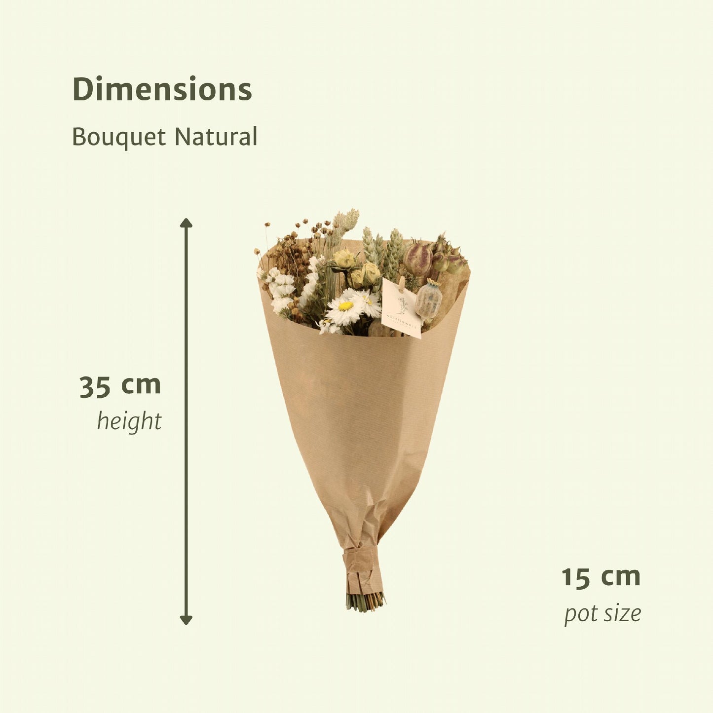 Feld Blumenstrauß Natur - Trockenblumenstrauß - Ø15cm - ↨35cm